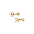 wholesale S925 Sterling Silver Sweet and Elegant Hollow Floral Beaded Spiral Stud Earrings for Daily Wear M01172-0-4