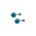 wholesale S925 Sterling Silver Blue Diamond Threaded Stud Earrings, Korean Style Geometric Small and Delicate Personality Elegant Ear Accessories M02291-0-4