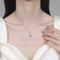 S925 Sterling Silver Moissanite Necklace with Waterdrop Hollow Pendant-0-2