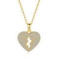 14K Gold Plated 925 Silver Moissanite Lightning Heart Pendant Necklace-0-3