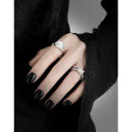 wholesale S925 Sterling Silver Original Niche Design Minimalist Elegant Geometric Oval Light Luxury Shell Stone Open Adjustable Ring for Women-0-2