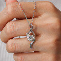Sterling Silver Pendant with 1-Carat Moissanite Necklace, Women's Fashion Classic-0-2