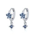 wholesale S925 Sterling Silver Floral Pendant Ear Hoops with Plum Blossom and Zirconia, Fashionably Romantic and Sweet French-style Earrings-0-14