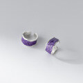wholesale S925 silver summer Korean-style purple drip glue no-piercing ear clips minimalist elegant earrings for women M02636-0-3