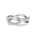 wholesale Sterling Silver Small Pavé V-Shaped Ring Set with Zirconia for Women, Stackable Thin Band for Index or Pinky Finger Fashion-0-8