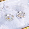 wholesale S925 Sterling Silver Circle Ins Style Earrings High-End Creative Design Jewelry Wholesale Cross-Border Supply Pearl Earrings-0-4