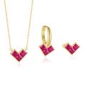 wholesale S925 Sterling Silver Sweet Heart Red Zircon Earrings, Women's Geometric Minimalist Fashion Jewelry-0-0