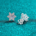 S925 Sterling Silver Full Moissanite Star Stud Earrings-0-1