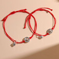 wholesale Pure silver handmade woven smile red rope bracelet for birth year,-0-1