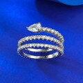 wholesale S925 silver new style layered coiled teardrop ring snake-shaped full diamond row ring ISN fashion item-0-1