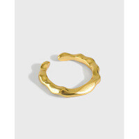 wholesale S925 sterling silver Korean version ins irregular open ring for women, versatile finger ring-Silver [No. 13/Adjustable] Opening adjustable