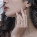 wholesale S925 Sterling Silver Gold-Plated, Japanese-style Light Luxury Retro Topaz Star-Shaped Ring, Open Adjustable, Dropshipping-0-1