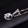 S925 Sterling Silver 2-Carat Moissanite V-Cowhead Four-Paw Pendant Necklace-0-2