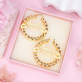 wholesale Gold-plated thick twist hip-hop exaggerated name earrings with heart for women-0-3