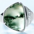 wholesale S925 Sterling Silver European and American New Geometric Irregular Moss Agate Ring, Personalized and Trendy, for Wholesale-0-3