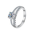 Adjustable Sterling Silver Moissanite Ring, Live-Streaming Fashion Design-0-3