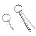 wholesale S925 Sterling Silver Asymmetrical Circular Long Heavy Work Chain Earrings for Women, Ear Clips-0-4