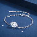 wholesale S925 silver Korean-style bracelet with bell, cross, smiley face anklet, simple forest-inspired trendy bracelet-0-5