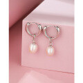 wholesale 925 Sterling Silver European and American Fashion Water Drop Freshwater Pearl Earrings for Women, Small Niche Design High-End Sense Ear Clips Versatile Stud Earrings-0-1