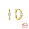 wholesale S925 Sterling Silver Classic Four-Prong Single Diamond Ear Hoop Ear Climber Earrings for Women,Ins。-0-0