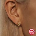 wholesale S925 Sterling Silver Zircon-Studded Bow Hoop Earrings, Minimalist Ins Style-0-2