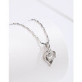 wholesale 999 Sterling Silver Moissanite Necklace for Women, Summer Small and Exquisite Luxury Advanced Sense Heart Pendant Versatile Collarbone Chain Necklace-0-2