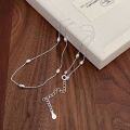 wholesale S925 Sterling Silver Rice Grain Bead Necklace for Women, Ins Style, Niche, High-End, Minimalist Bean Pendant Collarbone Chain-0-5