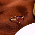 wholesale 9K Gold Japanese Light Luxury New Product, Irregular Amethyst, Rhombus Teardrop Ring, Dropshipping-0-2