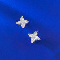 wholesale S925 silver jewelry new design 7*7mm four-point star earrings with high-end textured earrings-0-3