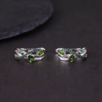 wholesale S925 silver new design natural topaz earrings with cluster-set garnet, peridot, and amethyst gemstones-Natural diopside earrings