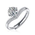 925 Silver Moissanite Princess Crown Ring-0-3