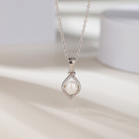 wholesale S925 Sterling Silver New Style Simple Women's Pendant Necklace with Freshwater Pearls Wholesale-Freshwater Pearl Pendant - Without Chain 925 Silver