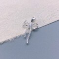 wholesale Sterling Silver with Diamond Bow Love Silk Long Pendant Fashion Minimalist Niche High-end Sense Jewelry Factory Wholesale-0-0