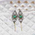 wholesale S925 silver green chalcedony white zircon earrings, a niche French vintage and light luxury style-0-1