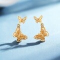 24K Gold-Plated Sterling Silver Hollow Butterfly Earrings for Women-0-0
