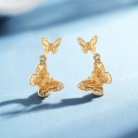 24K Gold-Plated Sterling Silver Hollow Butterfly Earrings for Women-Gold - ED236  925 Silver