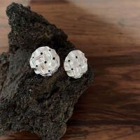 wholesale S925 Sterling Silver Chanel-Style Irregular Design Button Earrings for Women, Korean Vendor New Arrival High-End Earrings-Sterling silver