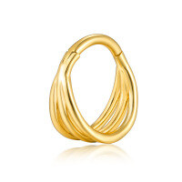 wholesale S925 sterling silver geometric triple-layer seamless closed hoop nose ring for cartilage piercing and unique earrings-gold