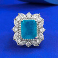 wholesale S925 silver jewelry, new style Paraiba color 9*11mm gemstone vintage-set marquise diamond ring-0-5