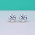 wholesale S925 sterling silver moissanite diamond full-round earrings for women, minimalist and elegant, small and unique design, bubble earrings with diamond accents-0-3
