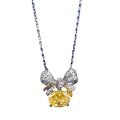 wholesale S925 Silver European & American Style Bow-Shaped High Carbon Diamond 7*9mm Yellow Diamond Ice-Cut Pendant Necklace for Women-0-4