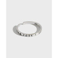 wholesale 925 Sterling Silver AR737-1 Korean Vintage Greek Classical Letter Text Ring Open Adjustable Silver Index Finger Ring-0-0
