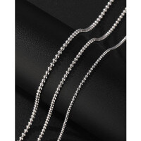 wholesale 925 Sterling Silver Beaded Necklace for Adults and Kids, Unisex Buddhist Bead Necklace, Sweater Chain, Collarbone Chain, Minimalist and Versatile-2.5-density bead necklace - 16 inches (40 cm)  925 silver