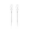 wholesale S925 Sterling Silver Korean Minimalist Style Romantic Sweet Elegant Autumn Plain Silver Long Tassel Heart Earrings for Women-0-4