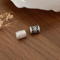 wholesale 3D Hard Silver Vintage Style Patterned Round Tube Accessories DIY Bracelet Matching Beads for Men's Bracelet Trendy-0-9