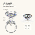 Sterling Silver Three-Stone Moissanite Wedding Ring, Geometric Luxury Women's Accessory-0-4