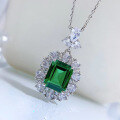 wholesale Sterling Silver New 925 Necklace for Women, European and American Retro Luxury 4ct Nano Green 9*11 Extravagantly Set Pendant for Women-0-1