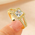 Sterling Silver 1-Carat Square Moissanite-Style Engagement Ring with Luxury Design-0-2
