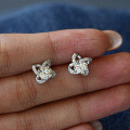 S925 Silver Moissanite Lucky Four-Leaf Clover Earrings-0-1