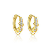 wholesale S925 Sterling Silver Geometric Zircon Earrings For Women, Minimalist French Style-E4861-Gold/Pair 925 Silver